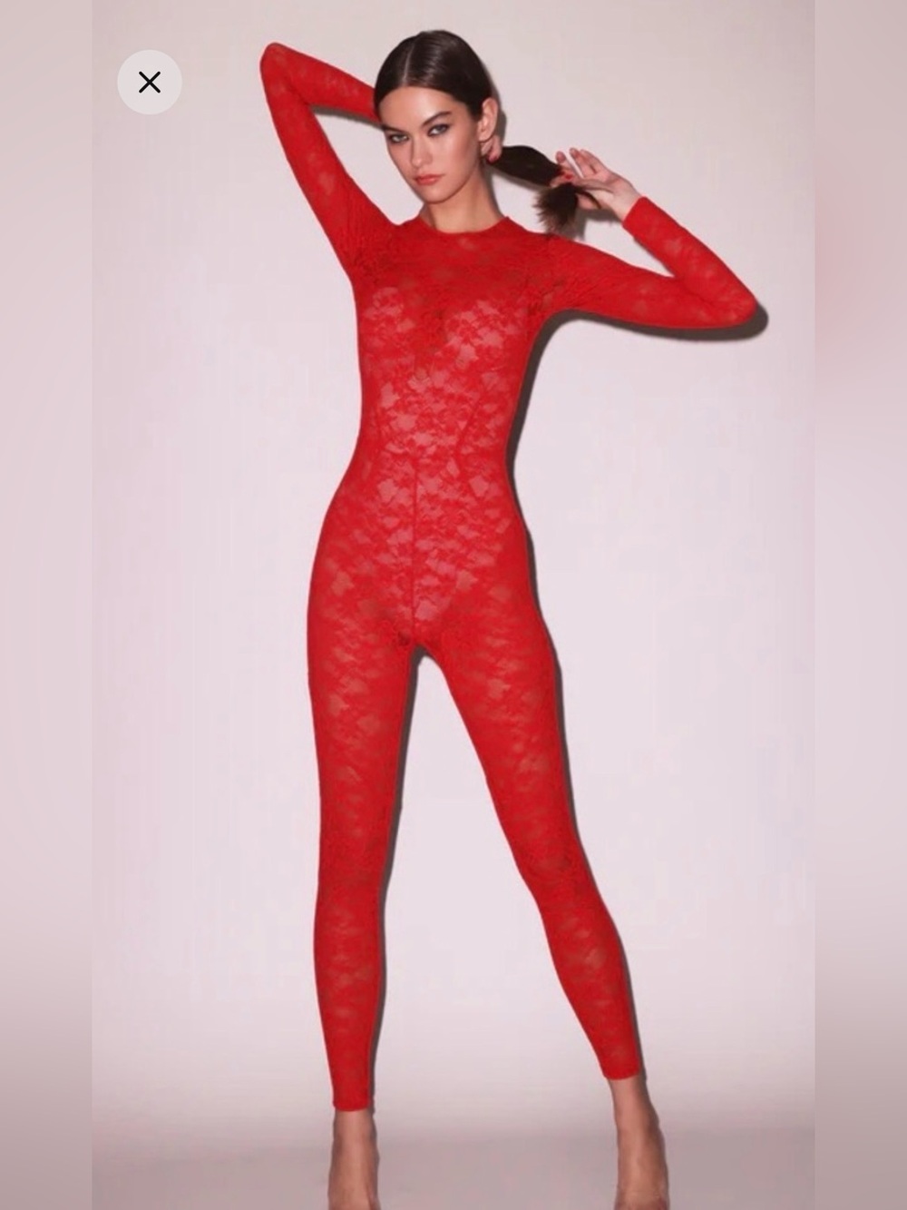 Fleur du Mal Red Lace Full-Body Bodysuit - Women's Intimates
